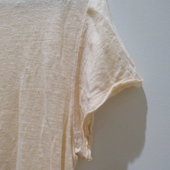 FRAME Easy True Linen Short Sleeve Slub Knit T-Shirt Light Peach Orange Casual - Picture 11 of 14